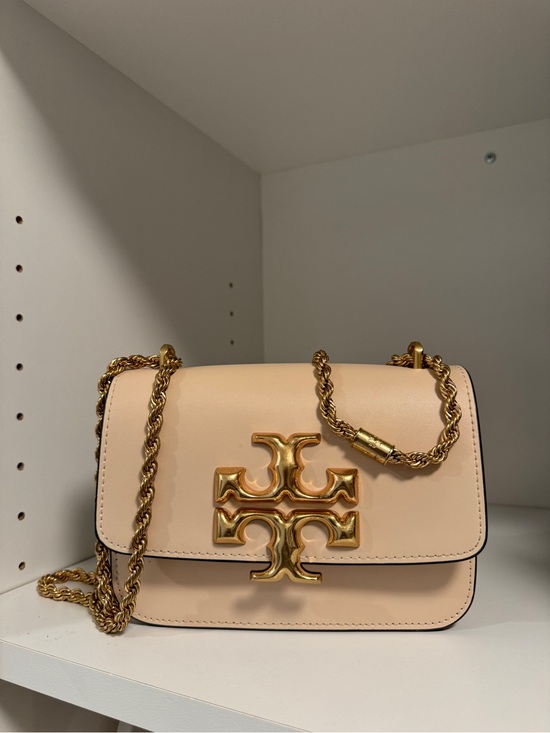 Tory Burch Handbags - Tory Burch Blush Cream Leather Crossbody with Gold Logo Chain